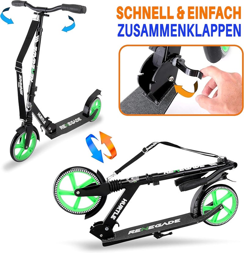 Hurtle Renegade Kick Scooter for Kids, Teenagers & Adults - 2-Wheel Folding Scooter with Adjustable T-Bar Handlebar - Alloy Anti-Slip Deck - Image 3