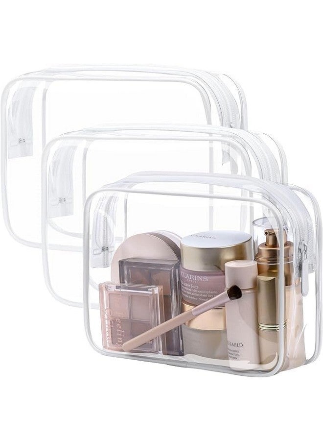 VIKIJO Makeup Cosmetic Pouch Organizer Cosmetic Bag Portable Waterproof Organizer Travel Pouch for Women (Pack of 3, White) - Image 1