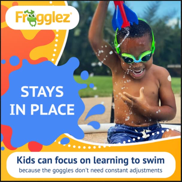 Frogglez Kids Swim Goggles with Pain-Free Strap | Ideal for Ages 3 – 10 in Swimming Lessons | Leakproof, No Hair Pulling, UV Protection | Swimming Goggles for Kids Recommended by Olympic Swimmers - Image 5