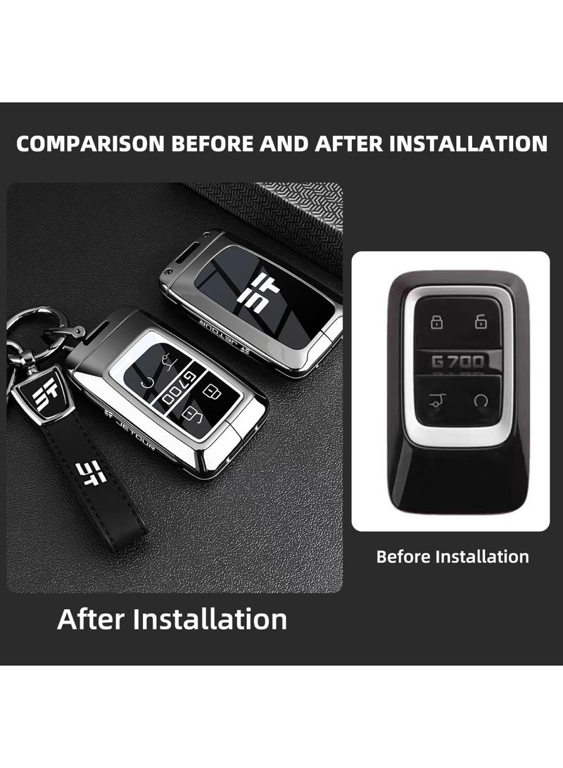 Adando Car Key Shell Cover Compatible with Jetour G700 2025 2026 Key Zinc Alloy And PU Material Car Smart Key Case Cover Full Protection g700 2025 2026 Key Shells - Image 2