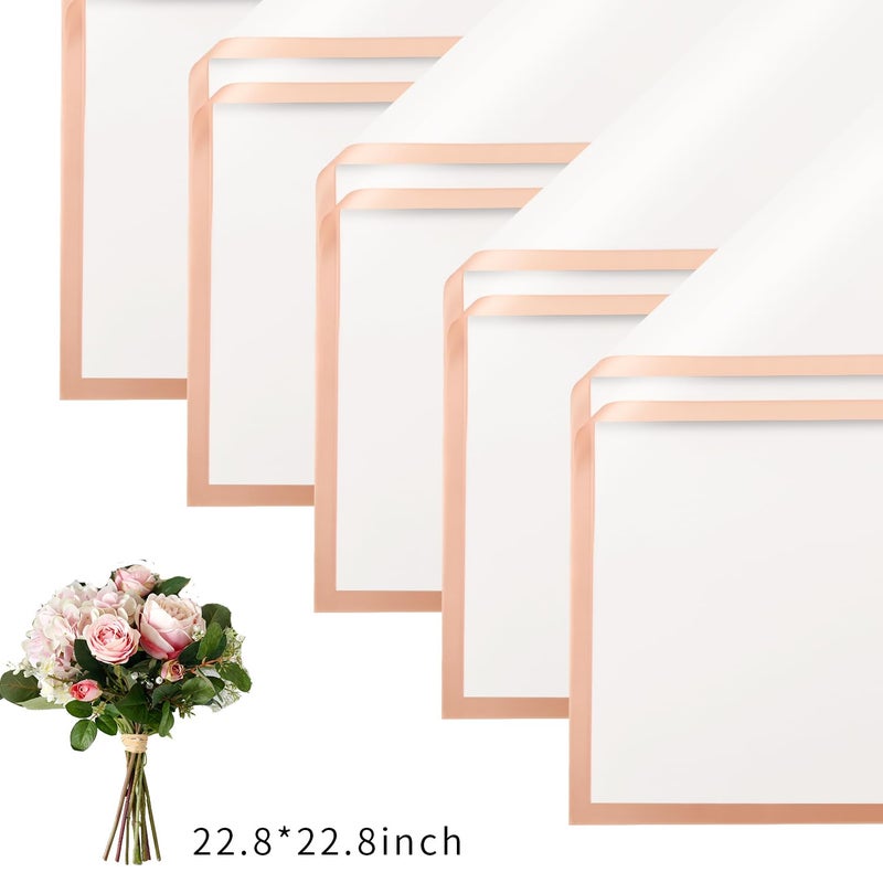 Bupduq 30 Sheets white Gold Edge Flower Bouquet Wrapping Paperï¼ŒFlorist Supplies Waterproof Floral Bouquet Wrapping Paper Bouquet Accessorieï¼ŒFlower Shop Packaging Pape for DIY Gift Wedding Birthday - Image 2