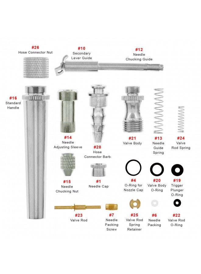 Master Airbrush 18 Piece Repair Parts Kit for G22,G23,G24,G25,G26,G34,G39 Models - Image 3