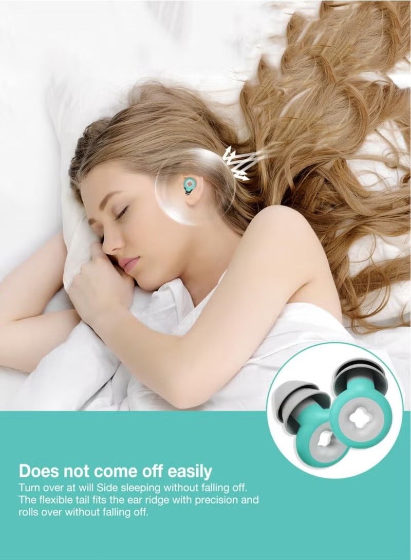 Generic Ear Plugs for Sleeping Noise Cancelling, Immersive Silicone Noise Cancelling Earplugs for Sleeping, Studying, Working, Traveling, Swimming (-33dB) (Green)  - Image 2