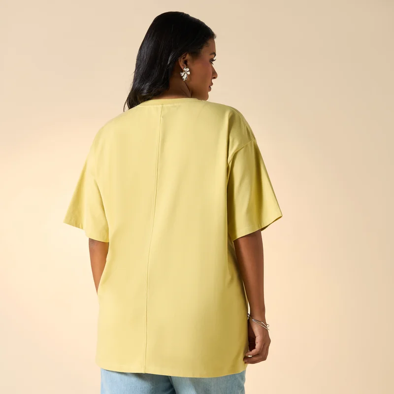 Ulla Popken Plus Size Ulla Popken Embellished T-shirt with Round Neck