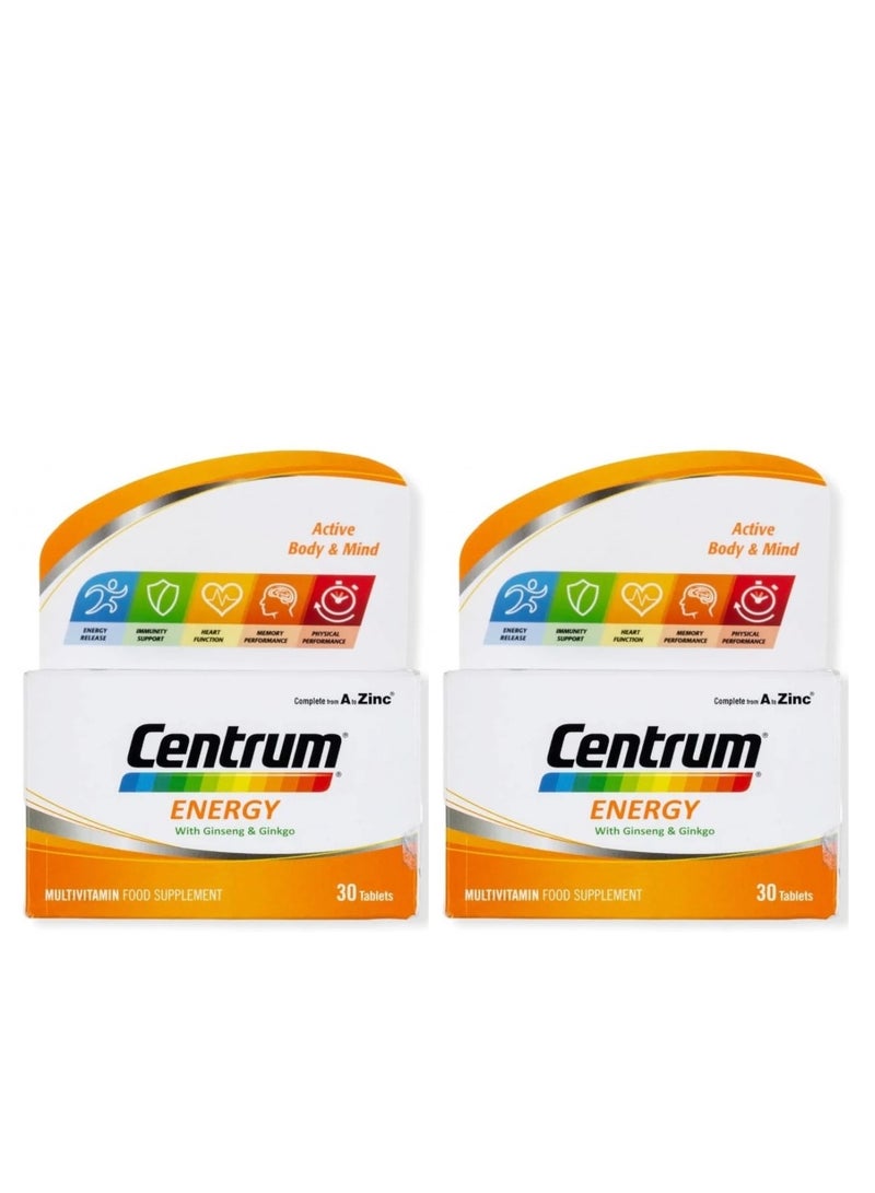 Centrum Pack Of 2 Energy Multivitamin Food Supplement - 60 Tablets (30 x 2) - Image 1