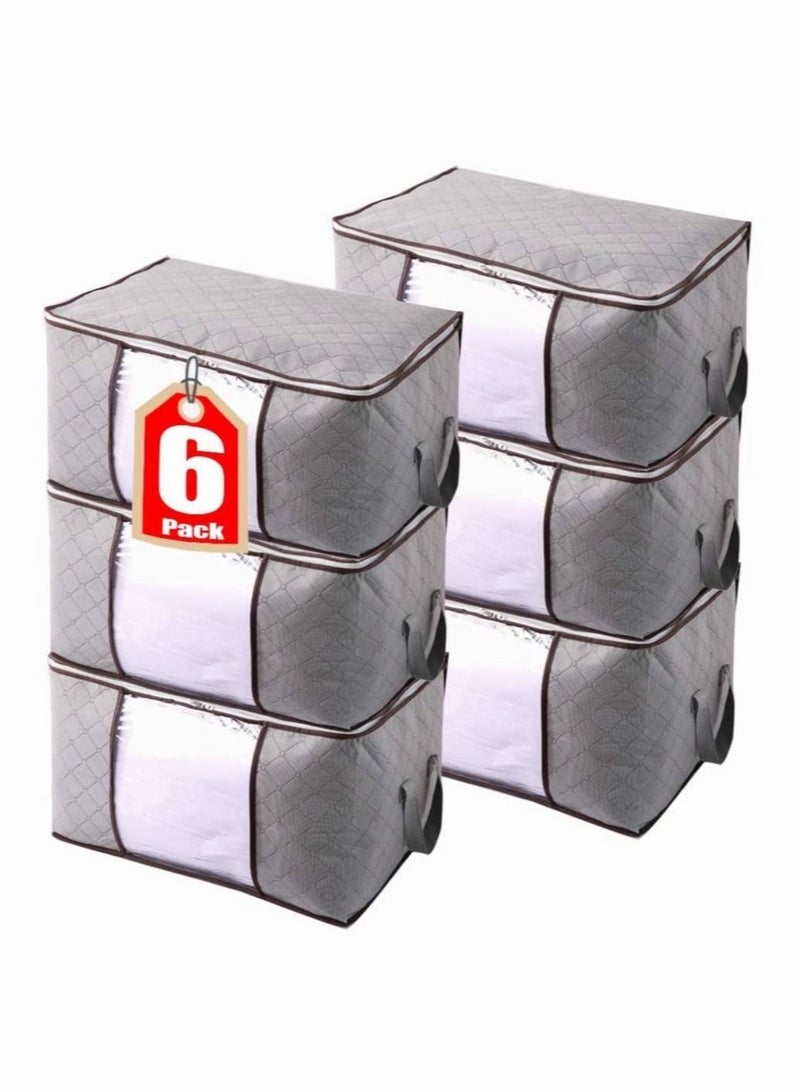 MIXDE 6 PCS Clothes Organizer Storage Bag with Reinforced Handle and Sturdy Zipper  60*40*35CM - Image 1