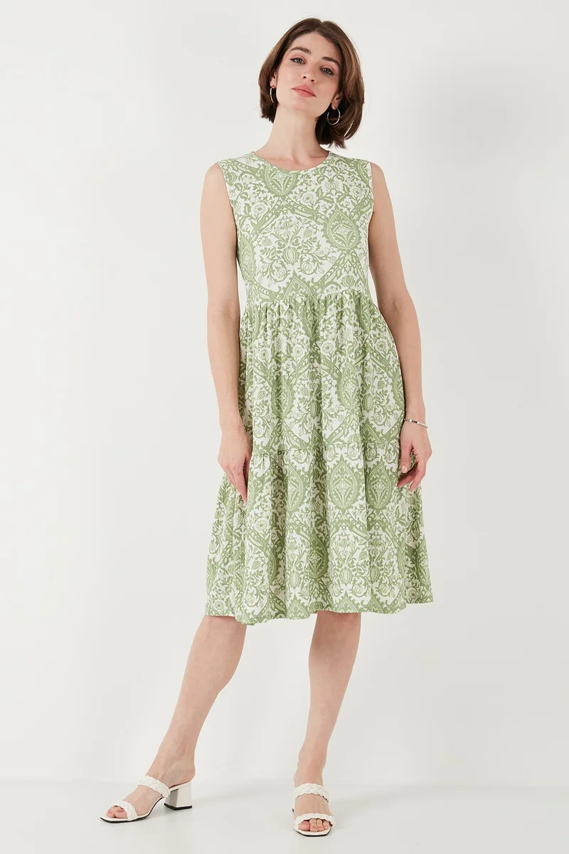 ليلا Printed Sleeveless Dress