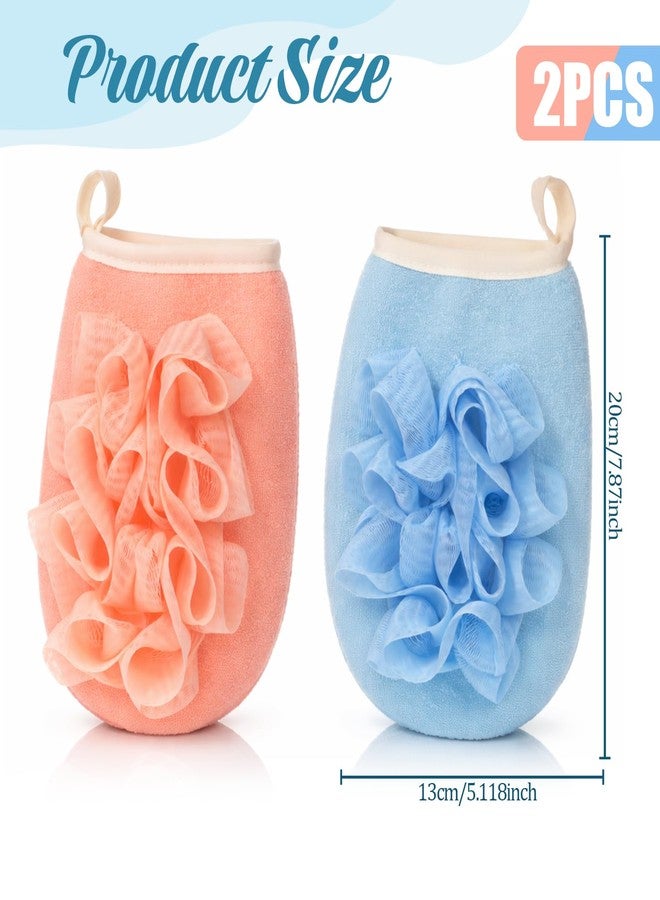 Psiriol 2 PCS Larger Lightweigh Travel Size Loofah, Terry Cloth Small Mini Travel Sponges, Exfoliating Bath Sponges, Bath Shower Pouf for Women Men Gentle Skin Cleansing Body (Pink, Blue) - Image 2