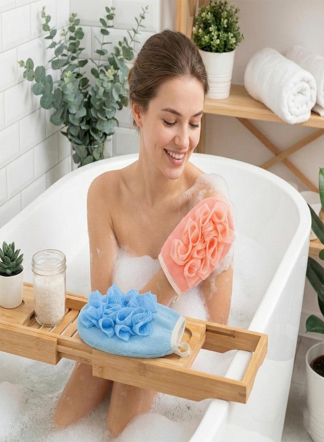 Psiriol 2 PCS Larger Lightweigh Travel Size Loofah, Terry Cloth Small Mini Travel Sponges, Exfoliating Bath Sponges, Bath Shower Pouf for Women Men Gentle Skin Cleansing Body (Pink, Blue) - Image 5