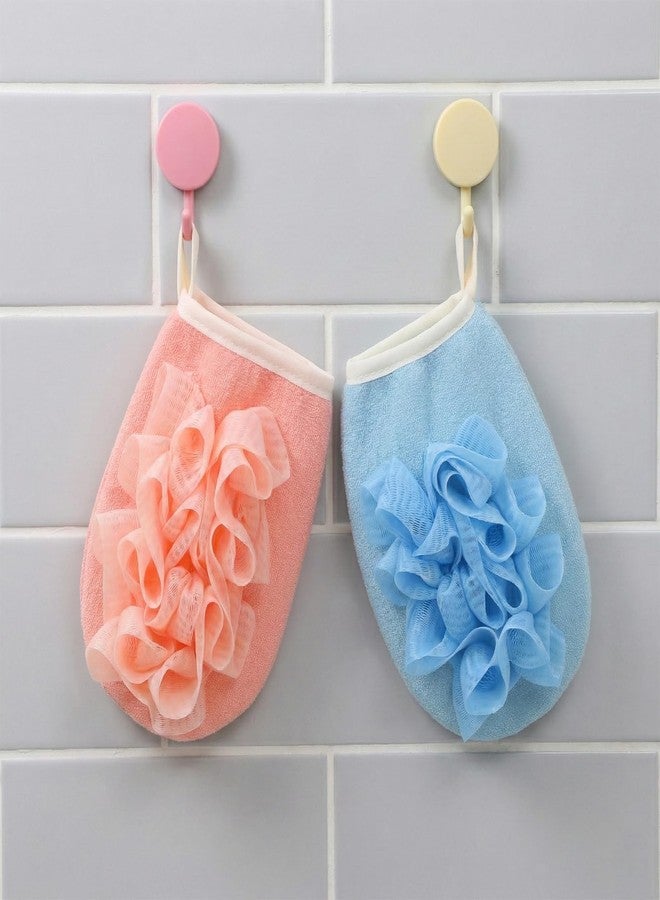 Psiriol 2 PCS Larger Lightweigh Travel Size Loofah, Terry Cloth Small Mini Travel Sponges, Exfoliating Bath Sponges, Bath Shower Pouf for Women Men Gentle Skin Cleansing Body (Pink, Blue) - Image 3