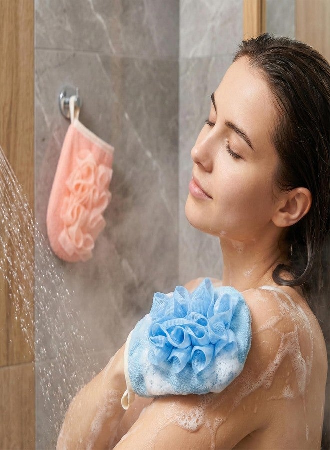 Psiriol 2 PCS Larger Lightweigh Travel Size Loofah, Terry Cloth Small Mini Travel Sponges, Exfoliating Bath Sponges, Bath Shower Pouf for Women Men Gentle Skin Cleansing Body (Pink, Blue) - Image 4