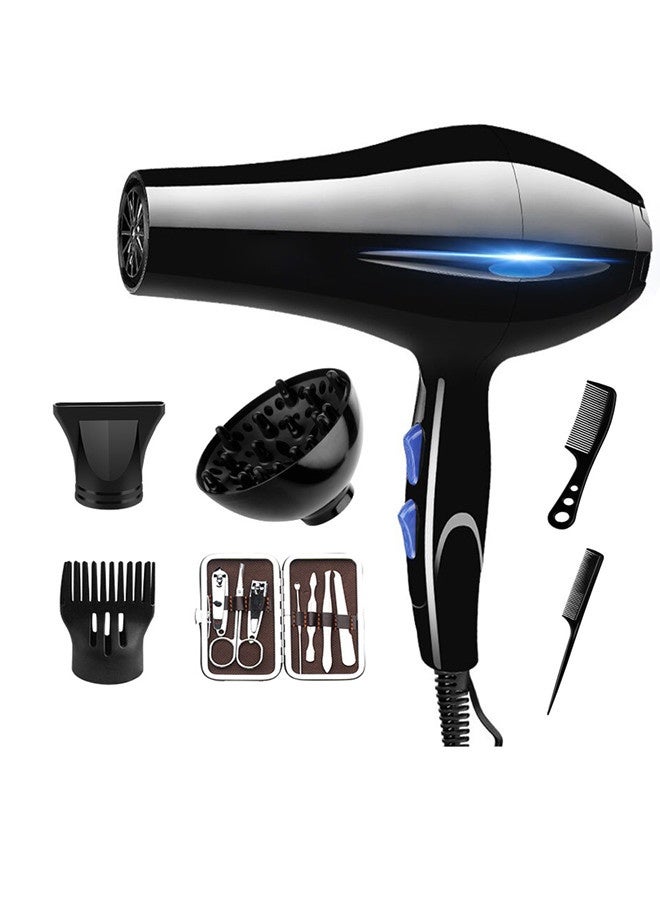 Sandinrayli 2200w Professional Hair Dryer, Upgraded Version Salon Ionic Hairdryer With Diffuser, Fast Drying Blow Dryer Low Noise With 2 Speed and 3 Heat Setting For Curly and Straight Hair  - Image 1