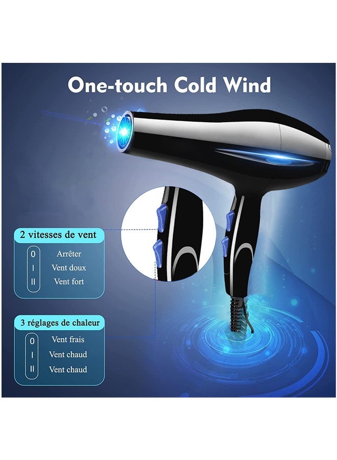 Sandinrayli 2200w Professional Hair Dryer, Upgraded Version Salon Ionic Hairdryer With Diffuser, Fast Drying Blow Dryer Low Noise With 2 Speed and 3 Heat Setting For Curly and Straight Hair  - Image 3