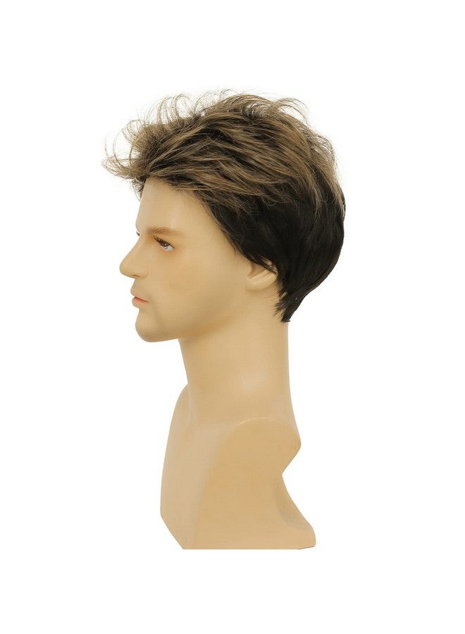 تسيسيس باروكات شعر رجالي قصيرة من Tseses بلون أشقر مختلط باللون الأسود للرجال مناسبة لحفلات الهالوين وحفلات التنكر بشعر من الألياف الصناعية - Image 4