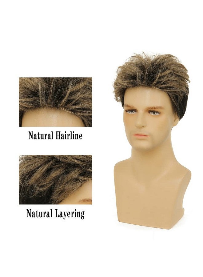 تسيسيس باروكات شعر رجالي قصيرة من Tseses بلون أشقر مختلط باللون الأسود للرجال مناسبة لحفلات الهالوين وحفلات التنكر بشعر من الألياف الصناعية - Image 3