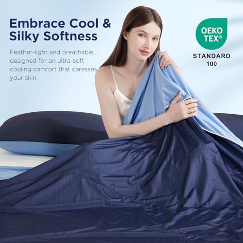 Elegear Queen Cooling Comforter for Hot Sleepers, Arc-Chill 3.0 Cool-to-Touch Fabric with Breathable Air Mesh Filling, Lightweight All-Season Temperature-Regulating Cooling Blanket Quilt, Blue - Image 5