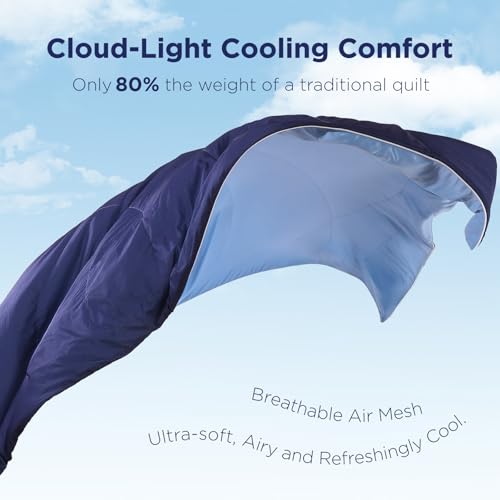 Elegear Queen Cooling Comforter for Hot Sleepers, Arc-Chill 3.0 Cool-to-Touch Fabric with Breathable Air Mesh Filling, Lightweight All-Season Temperature-Regulating Cooling Blanket Quilt, Blue - Image 3