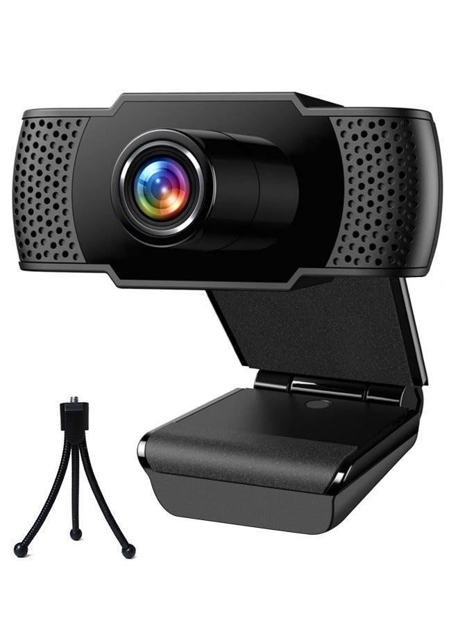 كاميرات الويب لأجهزة الكمبيوتر، كاميرا ويب XVersion 1080P USB مع ميكروفون للكمبيوتر / الكمبيوتر المحمول / سطح المكتب / مكالمات الفيديو / المؤتمرات Full HD 1080p ميكروفون رقمي لتقليل الضوضاء - أسود - Image 1