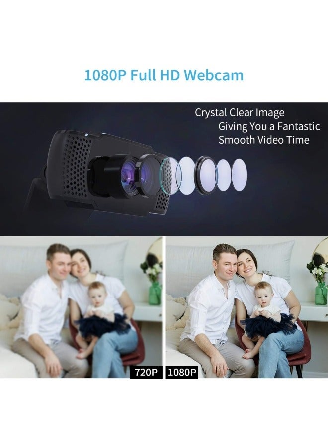 كاميرات الويب لأجهزة الكمبيوتر، كاميرا ويب XVersion 1080P USB مع ميكروفون للكمبيوتر / الكمبيوتر المحمول / سطح المكتب / مكالمات الفيديو / المؤتمرات Full HD 1080p ميكروفون رقمي لتقليل الضوضاء - أسود - Image 3