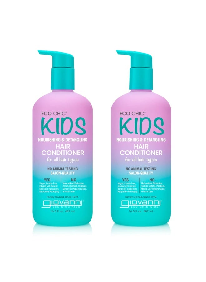 Giovanni GIOVANNI Eco Chic Kids Nourishing & Detangling Hair Conditioner - Kids Conditioner Detangler, Conditioner For Kids, Kids Hair Conditioner, For All Hair Types, Salon Quality - 16.5 Fl Oz (Pack of 2) - Image 1