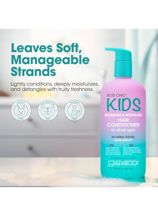 Giovanni GIOVANNI Eco Chic Kids Nourishing & Detangling Hair Conditioner - Kids Conditioner Detangler, Conditioner For Kids, Kids Hair Conditioner, For All Hair Types, Salon Quality - 16.5 Fl Oz (Pack of 2) - Image 2