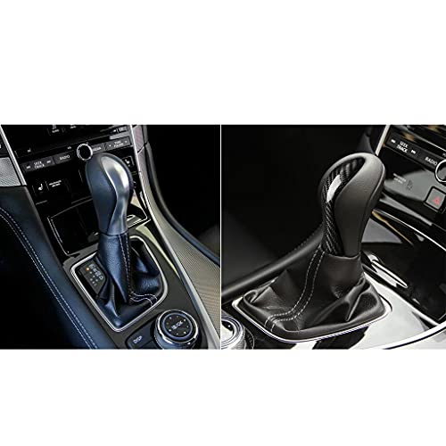 NVCNX Real Carbon Fiber Gear Shift Knob Top Cover Interior Trim Car Hard Carbon Fiber Accessories for Infiniti Q50 2014 2015 2016 2017 1PC Glossy Black - Image 3