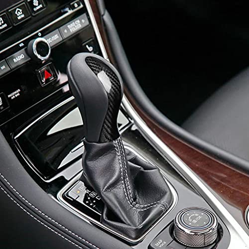 NVCNX Real Carbon Fiber Gear Shift Knob Top Cover Interior Trim Car Hard Carbon Fiber Accessories for Infiniti Q50 2014 2015 2016 2017 1PC Glossy Black - Image 4