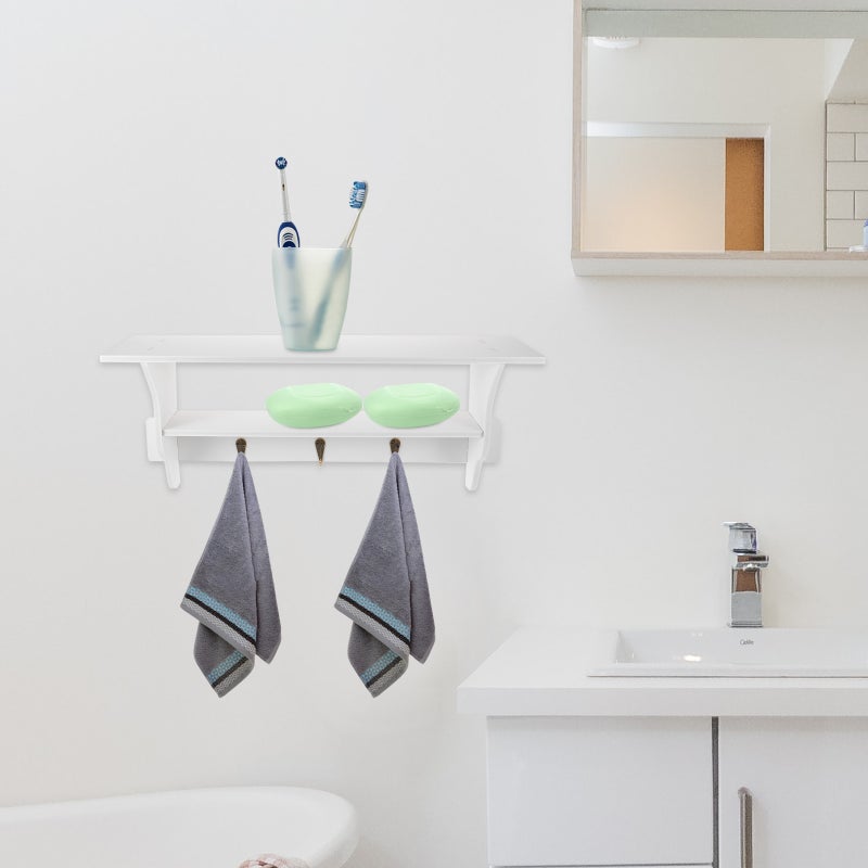 2pcs Wall-mounted Wall Shelving Floating Shelf Hanging Shelf with Hook for Home - Image 2