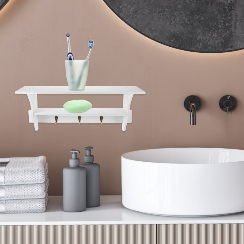 2pcs Wall-mounted Wall Shelving Floating Shelf Hanging Shelf with Hook for Home - Image 4