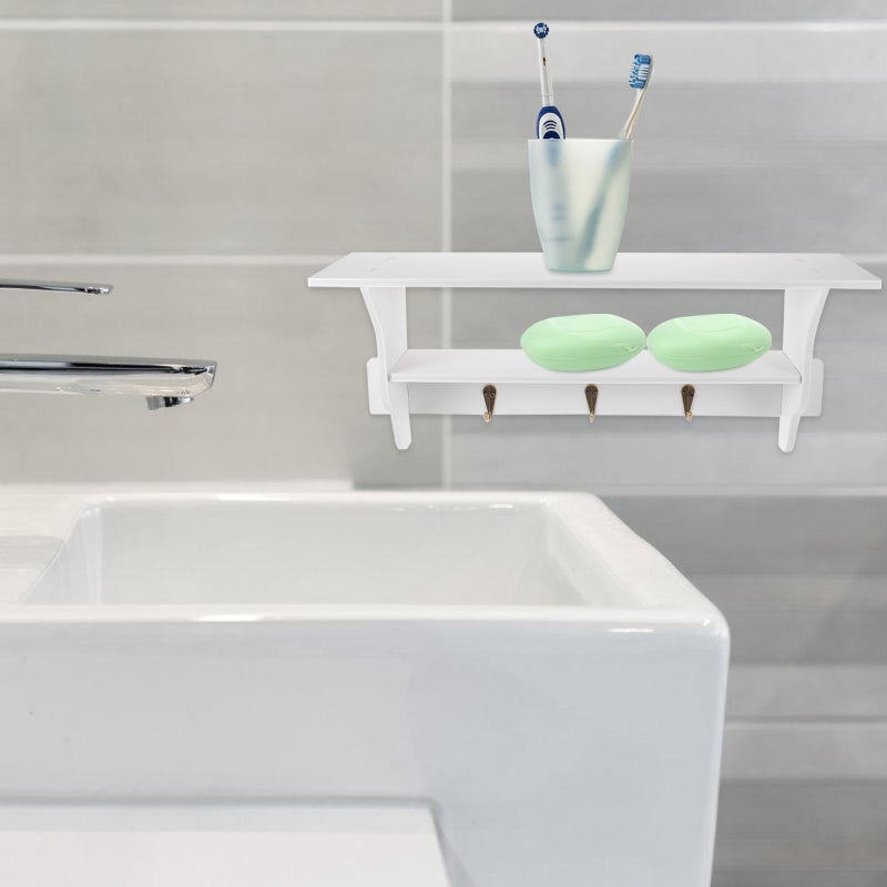 2pcs Wall-mounted Wall Shelving Floating Shelf Hanging Shelf with Hook for Home - Image 3