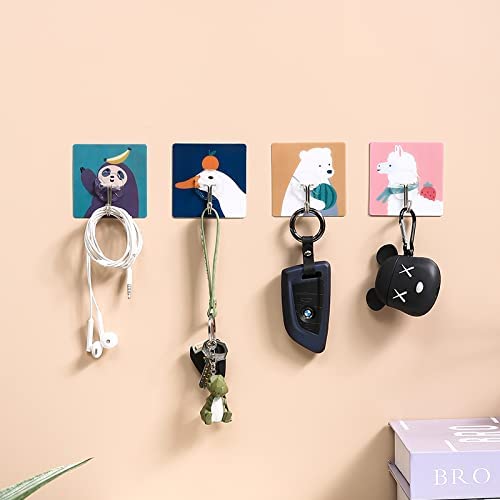 Atipriya 8 Pcs Printed Fancy Self Adhesive Printed Waterproof Adhesive Strong Wall Hook Use for HomeBathroom Kitchen Muli Design Color - Image 2