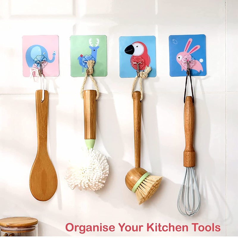 Atipriya 8 Pcs Printed Fancy Self Adhesive Printed Waterproof Adhesive Strong Wall Hook Use for HomeBathroom Kitchen Muli Design Color - Image 4