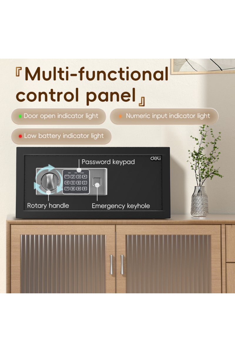 Deli Electronic Digital Safe Box, (20x43x35cm), Steel Security Safe with Digital Lock, 8kg ET522 Black - Image 4