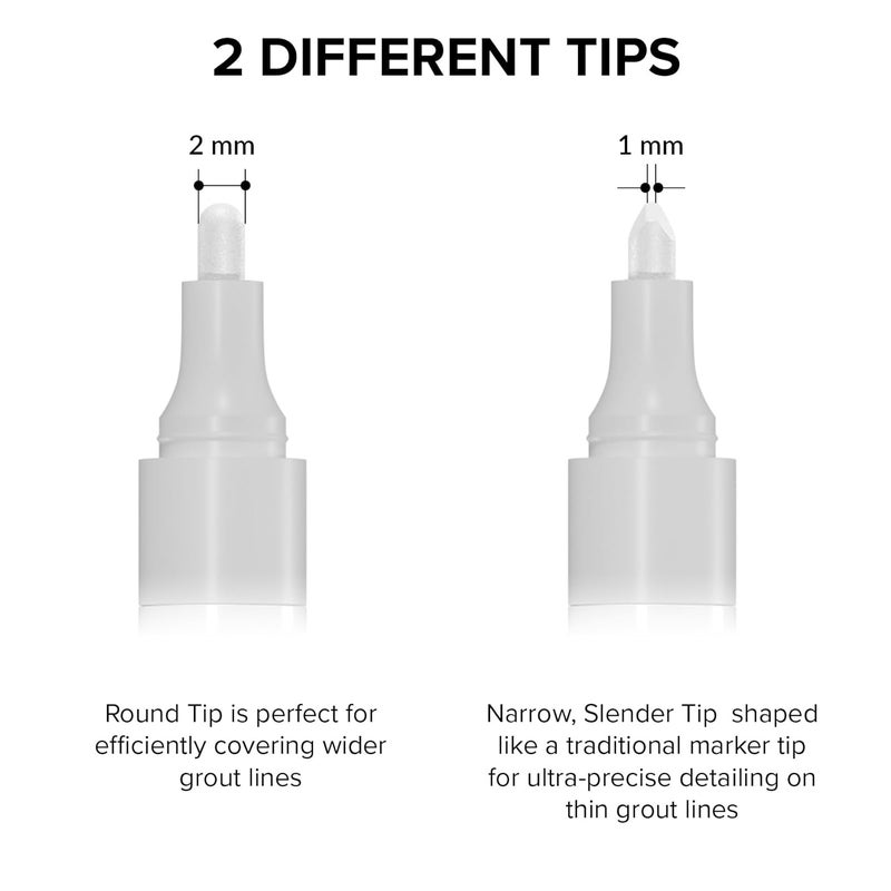 X-Protector Pen for Grout - 2 PCS, White - Ideal Grout Paint Pens to Make Grout White Again - Premium Grout Renew Pen with 2 Tips Types - Make Your Grouts Perfect Again! - Image 4