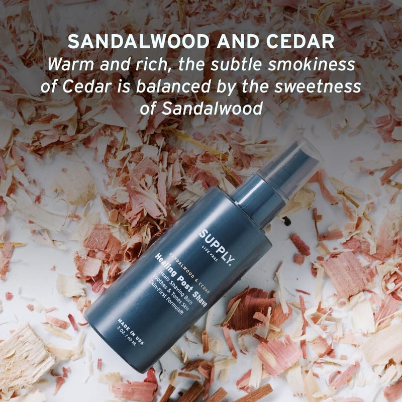 SUPPLY Healing Post Shave- Sandalwood & Cedar After Shave- Alcohol- Free Soothing Formula for Men- Nourishes, Soothes and Boost Cell Repair- for Sensitive and Acne-Prone Skin- 2 oz. Bottle - Image 5