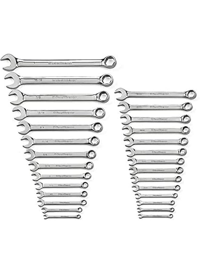 GearWrench - 28 Pc. 6 Pt. Combination Wrench Set Sae Metric 81923 Chrome - Image 1