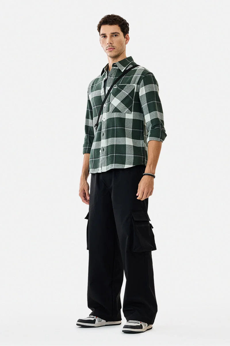 SNITCH Black Baggy Parachute Cargo Pants for Men | Best Price UAE
