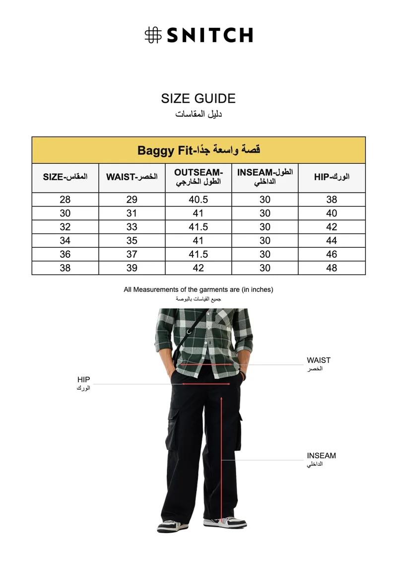 SNITCH Black Baggy Parachute Cargo Pants for Men | Best Price UAE