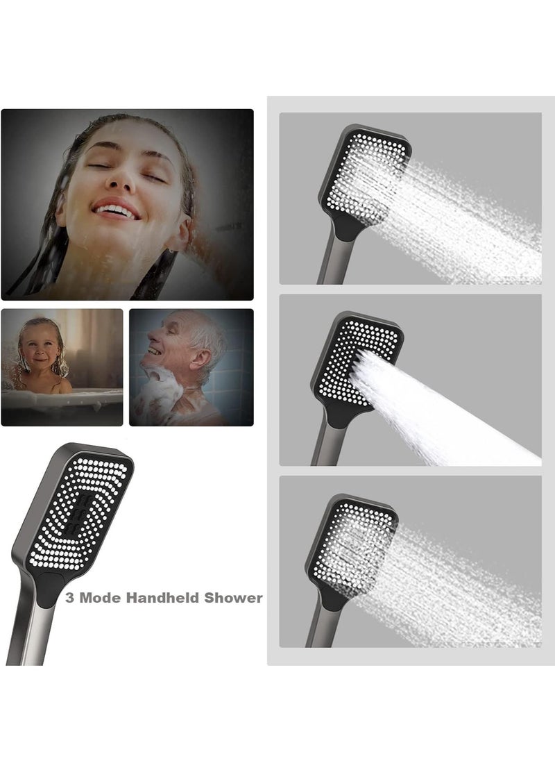 Monda 4 Function Shower System Thermostatic LED Digital Display Piano Key Wall Mounted Shower Set with 12 Inch Overhead Shower Hand Showers Waterfall Tub Faucets and Bidet Sprayers Gray  - Image 5