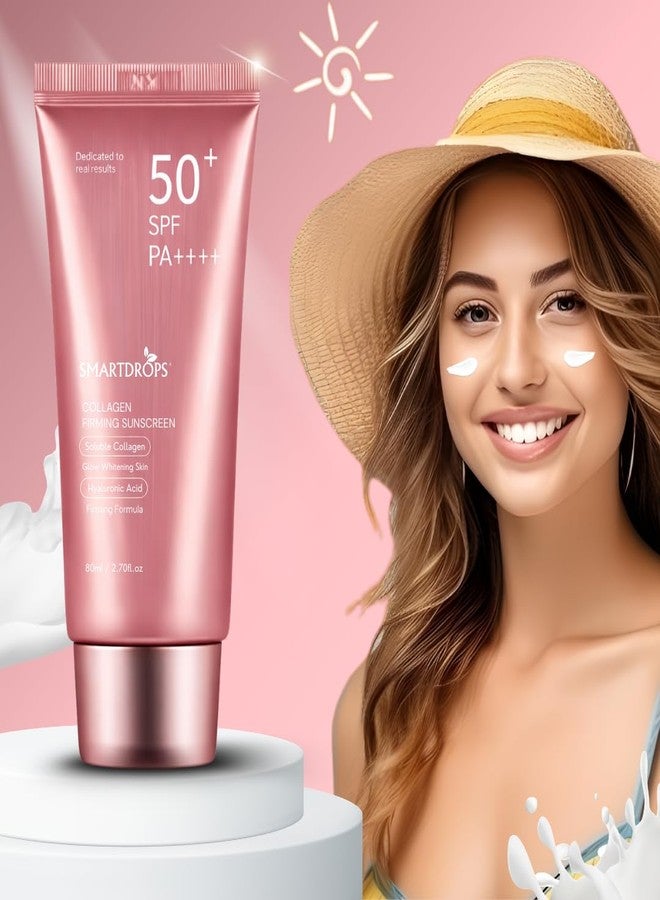 Smartdrops Collagen Sunscreen | SPF 50 Sunscreen Cream | PA++++ Sun Protection | Hyaluronic sunscreenn | Smooth Finish for All Skin Types | (Pack 2) - Image 4