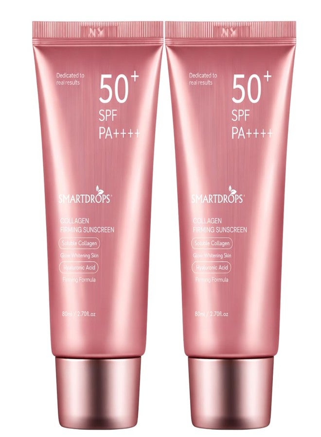 Smartdrops Collagen Sunscreen | SPF 50 Sunscreen Cream | PA++++ Sun Protection | Hyaluronic sunscreenn | Smooth Finish for All Skin Types | (Pack 2) - Image 1