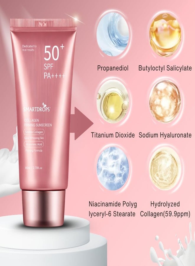 Smartdrops Collagen Sunscreen | SPF 50 Sunscreen Cream | PA++++ Sun Protection | Hyaluronic sunscreenn | Smooth Finish for All Skin Types | (Pack 2) - Image 2