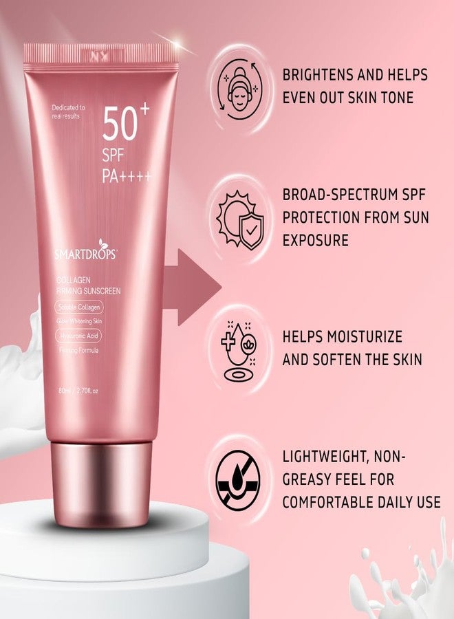 Smartdrops Collagen Sunscreen | SPF 50 Sunscreen Cream | PA++++ Sun Protection | Hyaluronic sunscreenn | Smooth Finish for All Skin Types | (Pack 2) - Image 3