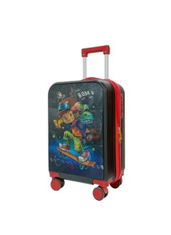 Golden Kids Luggage, 20 Inch Kids Lightweight 3D Trolley Bag, Suitcase with Cartoon Pattern, Travel Gift for Boys and Girls (Black)  - Image 1