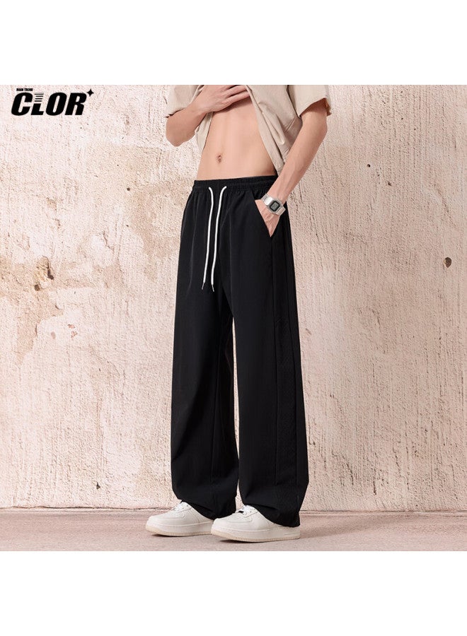 Clor Men's Pants, Autumn And Winter Trendy Casual Versatile Straight-leg Trousers, Loose-fitting Draping Quick-dry Wide-leg Pants, Cl63 Black 4XL - Image 1