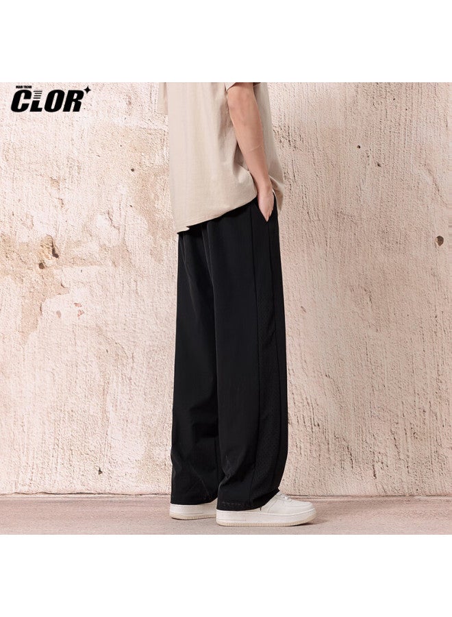 Clor Men's Pants, Autumn And Winter Trendy Casual Versatile Straight-leg Trousers, Loose-fitting Draping Quick-dry Wide-leg Pants, Cl63 Black 4XL - Image 2