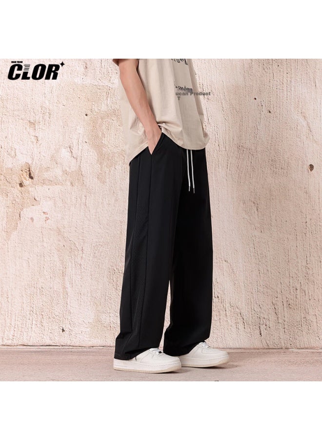 Clor Men's Pants, Autumn And Winter Trendy Casual Versatile Straight-leg Trousers, Loose-fitting Draping Quick-dry Wide-leg Pants, Cl63 Black 4XL - Image 4