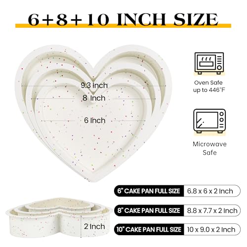 AOTASO 3 Pcs Silicone Heart Shaped Cake Pans 10 Inch 8 Inch 6 Inch Mini Small Large Heart Cake Pan Set Nonstick Silicone Heart Molds for Baking (Cream) - Image 2
