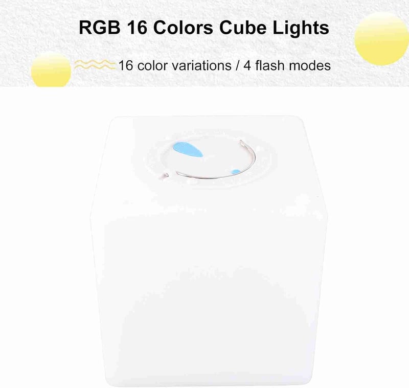 Zerodis Multicoloured LED Cube Light, Remote Control Operated, Rechargeable, Colour Gradient Transition Mode, for Room Party Pool Deck (10cm) - Image 3