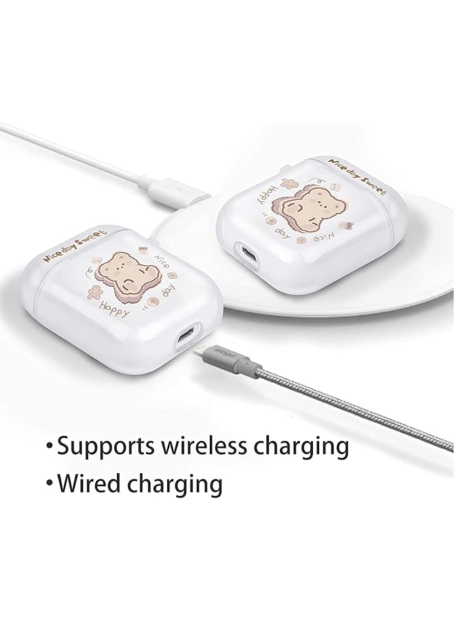 erorex Clear Airpods Case With Bear Keychain Cute Cartoon Bear Design Full Protective Silicone Cover Compatiable With Airpod 2&1 Case For Kids And Womens Brown - Image 4